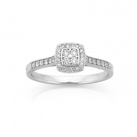 9ct+White+Gold+Cluster+Diamond+Ring+Total+Diamond+Weight%3D.25ct