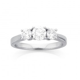 18ct-White-Gold-3-Stone-Diamond-Ring-Total-Diamond-Weight-100ct on sale
