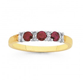 9ct+Ruby+and+Diamond+Ring