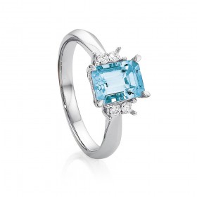 18ct-White-Gold-14ct-Aquamarine-Diamond-Ring on sale