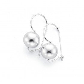 Sterling+Silver+10mm+Euroball+Earrings