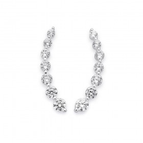 Sterling+Silver+Cubic+Zirconia+Ear+Climbers
