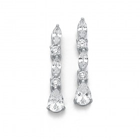 Sterling-Silver-Cubic-Zirconia-Fancy-Drop-Earrings on sale