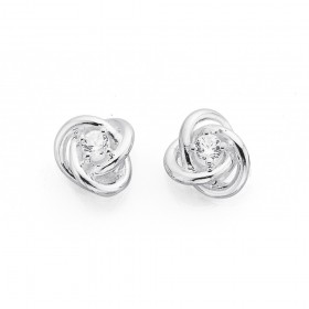 Sterling-Silver-Cubic-Zirconia-Trinity-Knot-Studs on sale