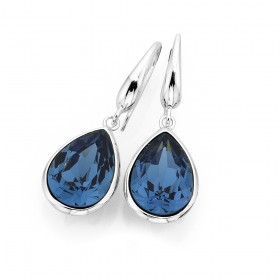 Sterling-Silver-Blue-Crystal-Pear-Earrings on sale