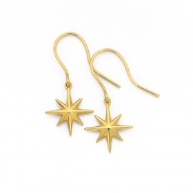 9ct+Stella+Star+Hook+Earrings