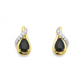 9ct+Sapphire+%26amp%3B+Diamond+Earrings