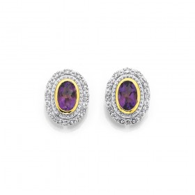 9ct-Amethyst-Diamond-Earrings on sale
