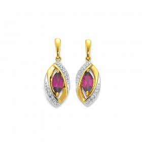 9ct-Rhodolite-Garnet-Diamond-Earrings on sale
