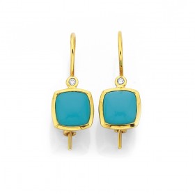 9ct+Turquoise+%26amp%3B+Diamond+Earrings