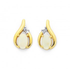 9ct-Opal-Diamond-Stud-Earrings on sale