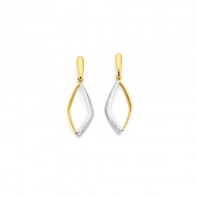 9ct-Two-Tone-Diamond-Set-Earrings on sale