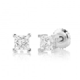 18ct-White-Gold-Princess-Cut-Diamond-Studs-Total-Diamond-Weight100ct on sale