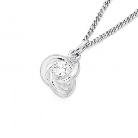 Sterling+Silver+Cubic+Zirconia+Trinity+Knot+Pendant