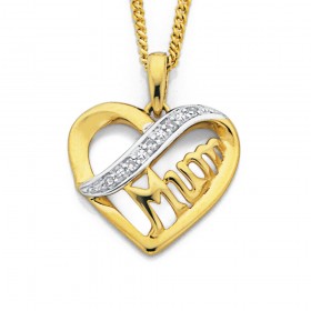 9ct-Diamond-Set-Mum-Heart-Pendant on sale