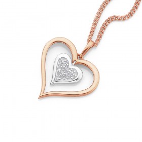 9ct+Rose+Gold+Diamond+Heart+Pendant