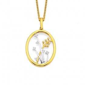 9ct+Two+Tone+Flower+Pendant