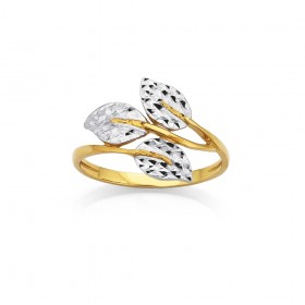9ct+Two+Tone+Leaf+Ring