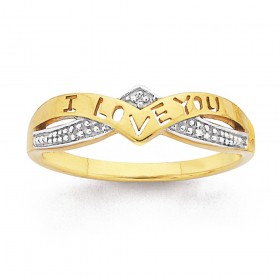 9ct-Diamond-I-love-U-Ring on sale