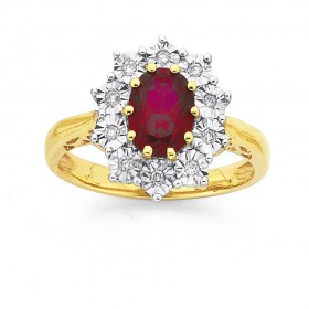9ct-Created-Ruby-Diamond-Oval-Ring on sale
