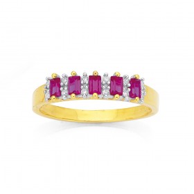 9ct-Synthetic-Ruby-Diamond-Ring on sale