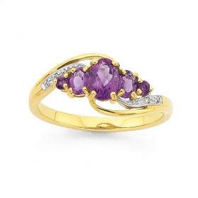9ct-Amethyst-and-Diamond-Ring on sale