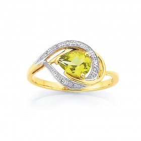 9ct-Peridot-Diamond-Ring on sale