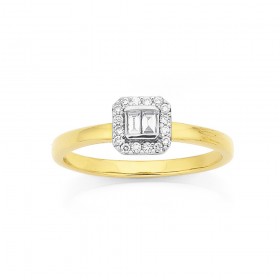 9ct%2C+Diamond+Cluster+with+Bagette+Centre+Ring