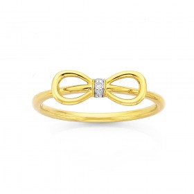 9ct-Gold-Diamond-Set-Bow-Ring on sale