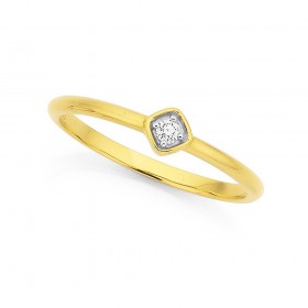 9ct-Diamond-Ring-In-Square-Setting on sale