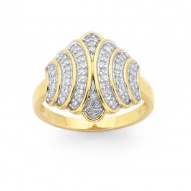 9ct-Gold-Diamond-Set-Art-Deco-Style-Ring on sale