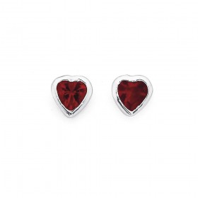 Synthetic-Ruby-Heart-Stud-Earrings-in-Sterling-Silver on sale