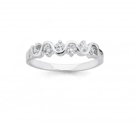 Sterling-Silver-Cubic-Zirconia-Wave-Ring on sale