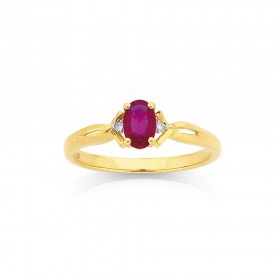9ct-Ruby-Created-Diamond-Ring on sale