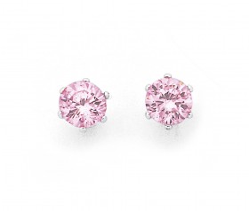 Sterling-Silver-Pink-Cubic-Zirconia-Studs on sale