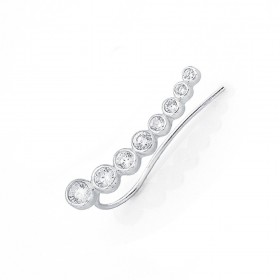 Cubic+Zirconia+Ear+Climber+in+Sterling+Silver