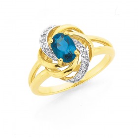 9ct-London-Blue-Topaz-Diamond-Ring on sale