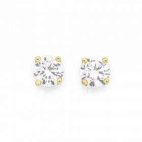 Cubic-Zirconia-Solitaire-Studs-in-9ct-Yellow-Gold on sale