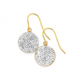 9ct-Gold-On-Silver-Crystal-Disc-Earrings on sale
