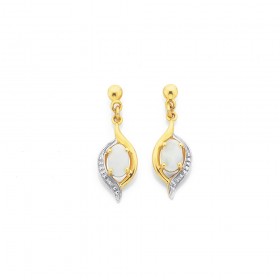 9ct+Opal+%26amp%3B+Diamond+Earrings