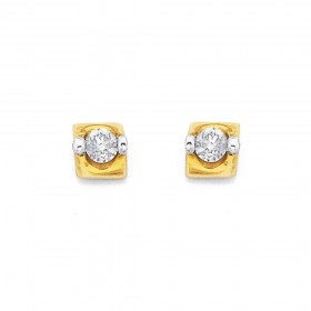 9ct-Gold-Diamond-Set-Pyramid-Earrings on sale