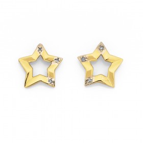 9ct%2C+Diamond+Set+Open+Star+Earrings