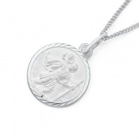 Sterling-Silver-17mm-Round-St-Christopher-Pendant on sale