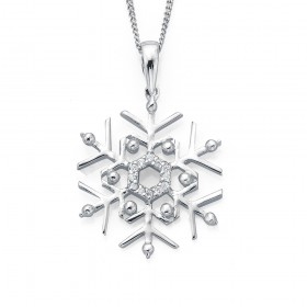 Sterling+Silver+Cubic+Zirconia+Snowflake