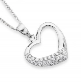 Sterling-Silver-Cubic-Zirconia-Heart-Pendant on sale