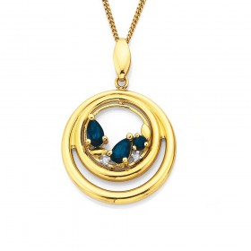 9ct-Gold-Synthetic-Sapphire-Diamond-Pendant on sale