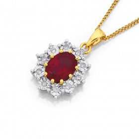 9ct+Synthetic+Ruby+Pendant