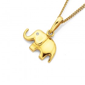 9ct-Diamond-Set-Lucky-Elephant-Pendant on sale