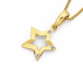 9ct-Diamond-Set-Open-Star-Pendant on sale
