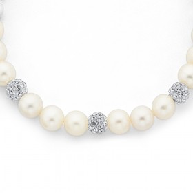 Sterling-Silver-Freshwater-Pearl-Crystal-Bracelet on sale